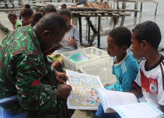 Satgas TMMD Kodim Yawa Tumbuhkan Minat Baca Generasi Muda